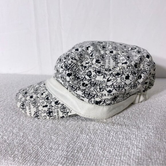 Disney Alice In Wonderland Cream Black All Over Print Hat - Picture 7 of 11